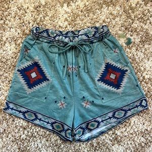 Women’s/Men’s Fabric Shorts, Size medium, stretchy and soft, extra long length